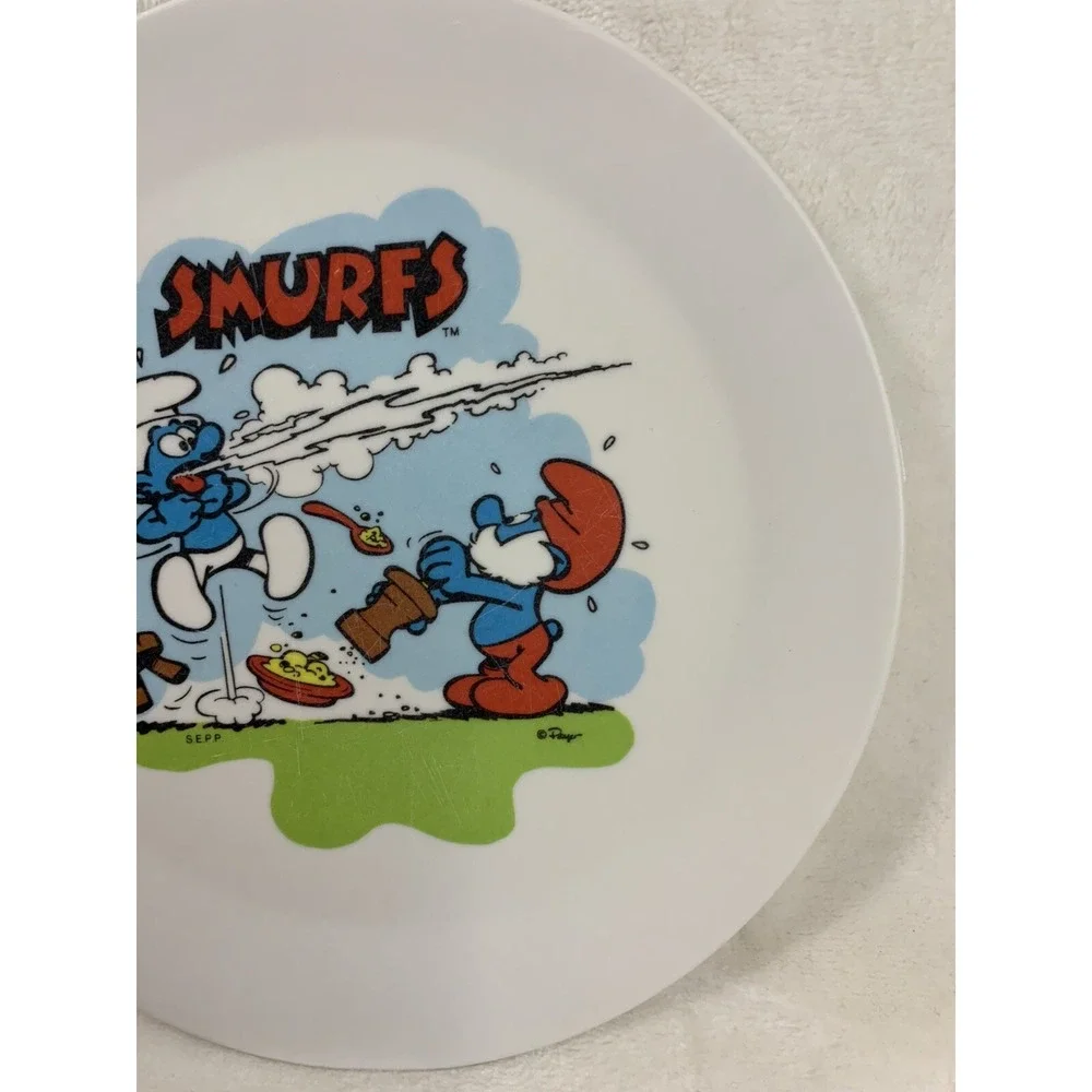 Vintage The Smurfs Melamine Child  Kids Toddler 8